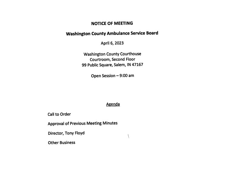 Washington County Ambulance Board 6 April 2023