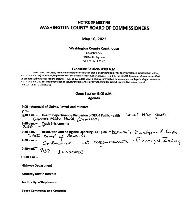 Washington County Commissioner Meeting 16 May 2023