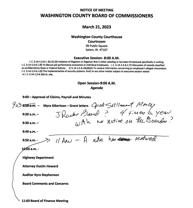 Washington County Commissioner Treasurer Meeting 21 March 2023